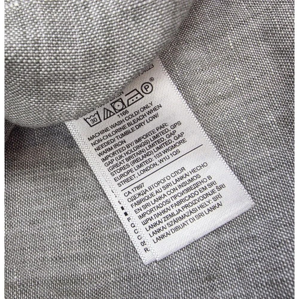 Banana Republic Slim Fit Grey Linen Button Down S/ Sleeve Shirt Men's Size Large